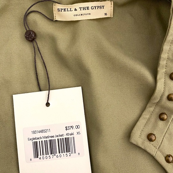 NWT Spell and the Gypsy Eagleback Matinee Khaki Bohemian Peplum Hem Jacket XS - Picture 15 of 16